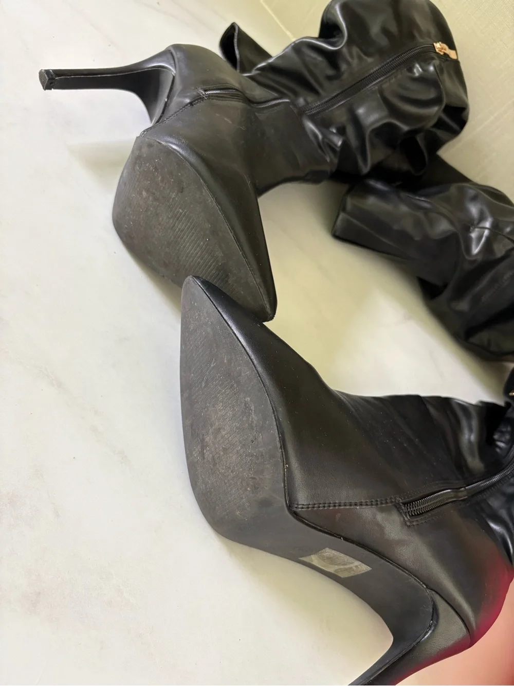 Women’s Black Leather like, Over-the-Knee Pointed-Toe Stiletto Boots SZ-8